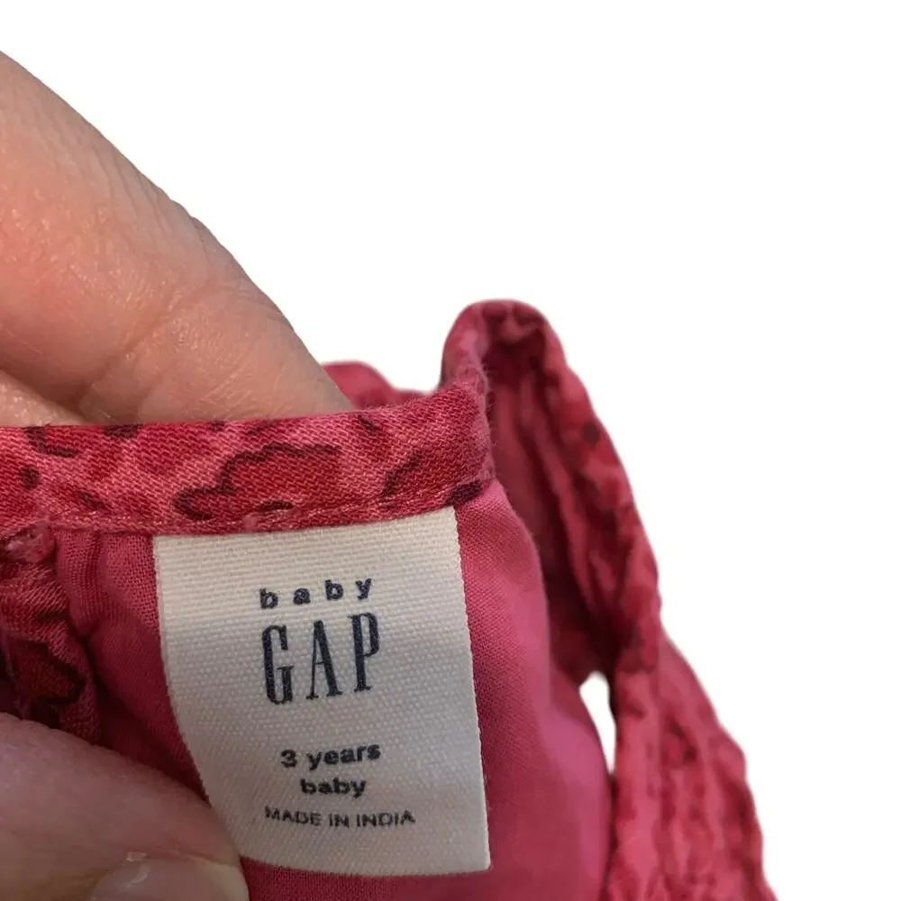 Gap Pink Micro Floral Smocked Flutter Sleeve Dress